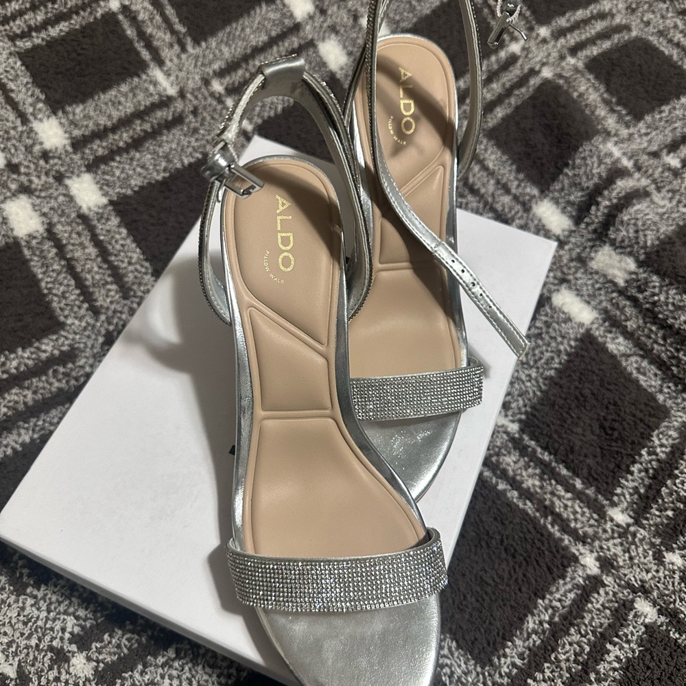 ALDO Shimmering Silver Heels